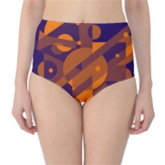 Blue And Orange Abstract Design High-waist Bikini Bottoms by Valentinaart