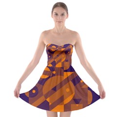 Blue And Orange Abstract Design Strapless Dresses by Valentinaart