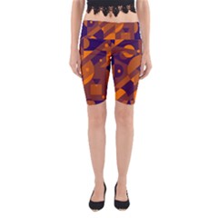 Blue And Orange Abstract Design Yoga Cropped Leggings