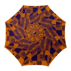 Orange And Blue Abstract Design Golf Umbrellas