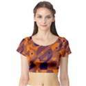 Orange and blue abstract design Short Sleeve Crop Top (Tight Fit) View1