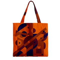 Orange And Blue Abstract Design Zipper Grocery Tote Bag