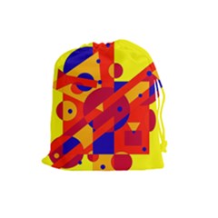 Colorful Abstraction Drawstring Pouches (large)  by Valentinaart