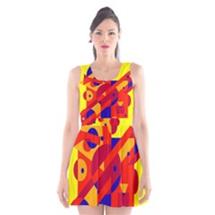 Colorful Abstraction Scoop Neck Skater Dress