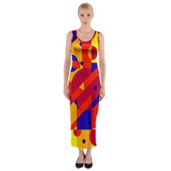 Colorful Abstraction Fitted Maxi Dress