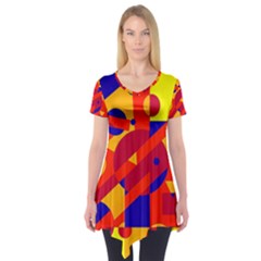 Colorful Abstraction Short Sleeve Tunic  by Valentinaart