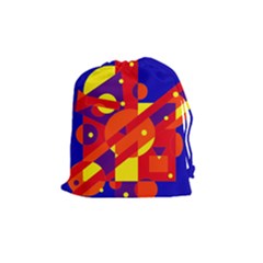 Blue And Orange Abstract Design Drawstring Pouches (medium)  by Valentinaart