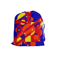 Blue And Orange Abstract Design Drawstring Pouches (large)  by Valentinaart