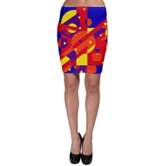 Blue And Orange Abstract Design Bodycon Skirt by Valentinaart