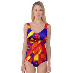 Blue And Orange Abstract Design Princess Tank Leotard  by Valentinaart