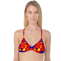 Blue And Orange Abstract Design Reversible Tri Bikini Top by Valentinaart