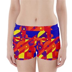 Blue And Orange Abstract Design Boyleg Bikini Wrap Bottoms