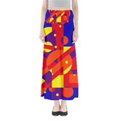 Blue And Orange Abstract Design Maxi Skirts