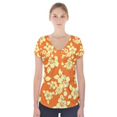 Sunny Hawaiian Short Sleeve Front Detail Top