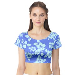 Hawaiian Sky Short Sleeve Crop Top (tight Fit) by AlohaStore