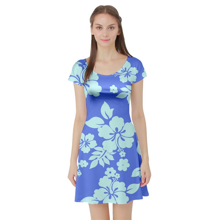 Hawaiian Sky Short Sleeve Skater Dress