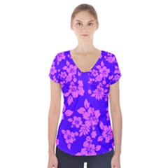 Hawaiian Evening Short Sleeve Front Detail Top