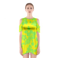 Bright Hawaiian Cutout Shoulder Dress