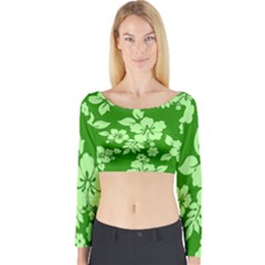 Green Hawaiian Long Sleeve Crop Top by AlohaStore