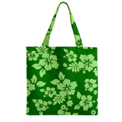 Green Hawaiian Zipper Grocery Tote Bag