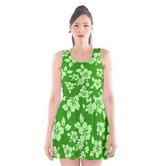 Green Hawaiian Scoop Neck Skater Dress