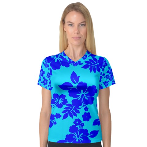 Hawaiian Ocean Women s V-neck Sport Mesh Tee by AlohaStore