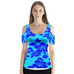 Hawaiian Ocean Butterfly Sleeve Cutout Tee 