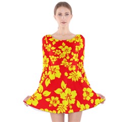 Hawaiian Sunshine Long Sleeve Velvet Skater Dress by AlohaStore