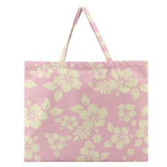 Pastel Hawaiian Zipper Large Tote Bag