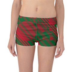 Red And Green Abstract Design Reversible Boyleg Bikini Bottoms by Valentinaart