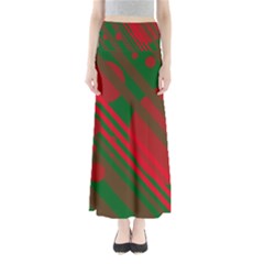 Red And Green Abstract Design Maxi Skirts by Valentinaart