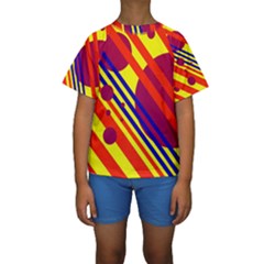 Hot Circles And Lines Kid s Short Sleeve Swimwear