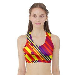 Hot Circles And Lines Sports Bra With Border