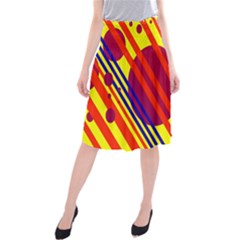 Hot Circles And Lines Midi Beach Skirt