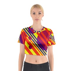 Hot Circles And Lines Cotton Crop Top by Valentinaart