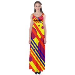 Hot Circles And Lines Empire Waist Maxi Dress