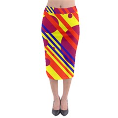 Hot Circles And Lines Midi Pencil Skirt