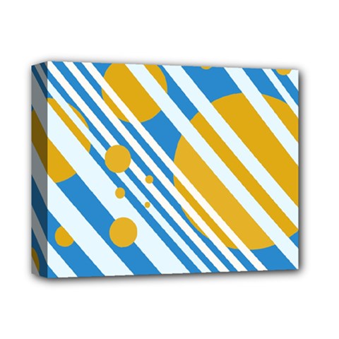 Blue, Yellow And White Lines And Circles Deluxe Canvas 14  X 11  by Valentinaart