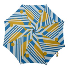 Blue, Yellow And White Lines And Circles Hook Handle Umbrellas (large)