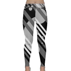 Gray Lines And Circles Yoga Leggings  by Valentinaart