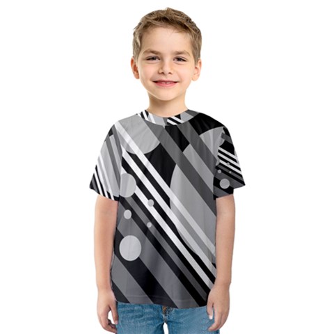 Gray Lines And Circles Kid s Sport Mesh Tee by Valentinaart