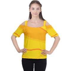 Yellow Decorative Design Women s Cutout Shoulder Tee