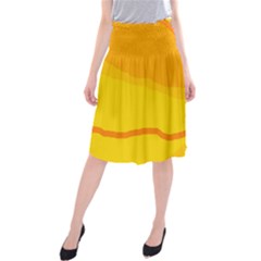 Yellow Decorative Design Midi Beach Skirt