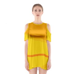 Yellow Decorative Design Cutout Shoulder Dress