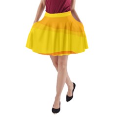 Yellow Decorative Design A-line Pocket Skirt