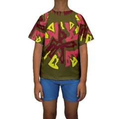 Abstract Design Kid s Short Sleeve Swimwear