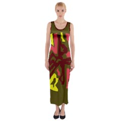 Abstract Design Fitted Maxi Dress