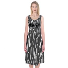 Black And White Elegant Pattern Midi Sleeveless Dress