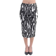 Black And White Elegant Pattern Midi Pencil Skirt