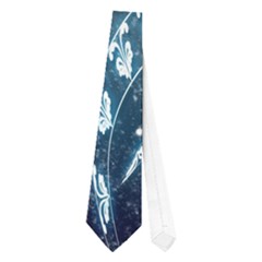 Music, Decorative Clef With Floral Elements In Blue Colors Neckties (one Side) 